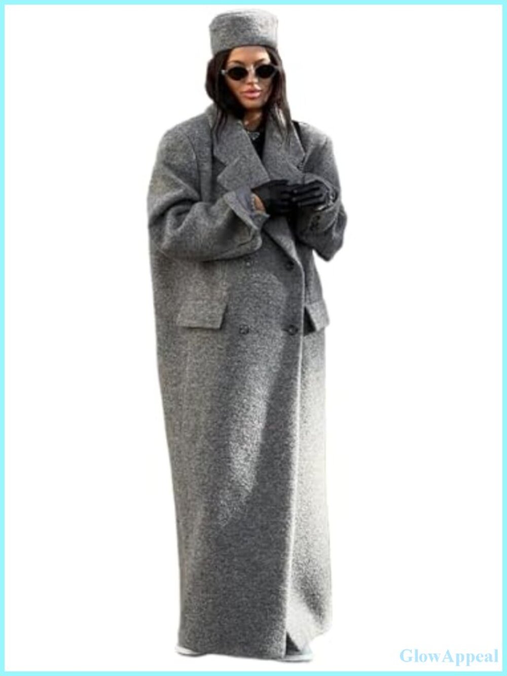 Womens Long Wool Peacoat Fall Winter Oversized Maxi Double Breasted